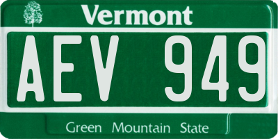 VT license plate AEV949
