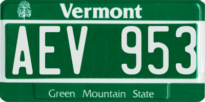 VT license plate AEV953