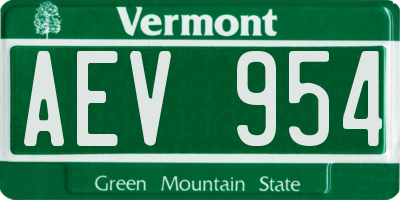 VT license plate AEV954