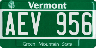 VT license plate AEV956