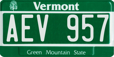 VT license plate AEV957