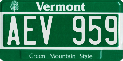 VT license plate AEV959