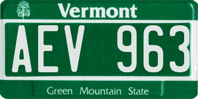 VT license plate AEV963