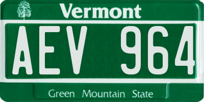 VT license plate AEV964
