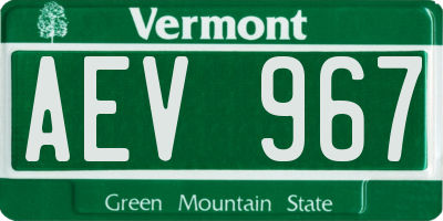 VT license plate AEV967