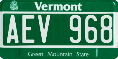VT license plate AEV968