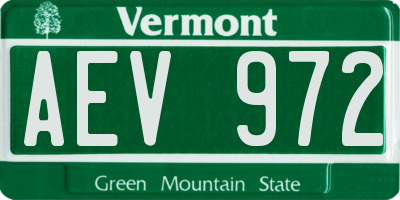 VT license plate AEV972
