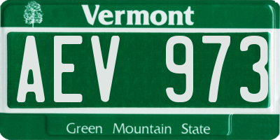 VT license plate AEV973