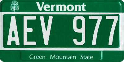 VT license plate AEV977