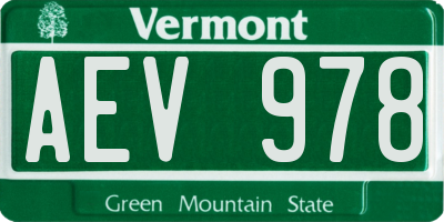 VT license plate AEV978