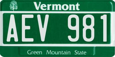 VT license plate AEV981