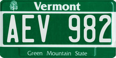 VT license plate AEV982