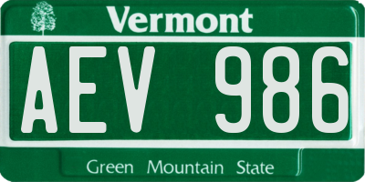 VT license plate AEV986
