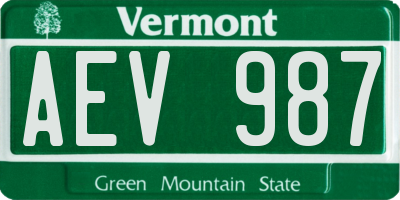 VT license plate AEV987