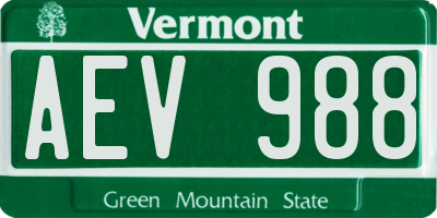 VT license plate AEV988
