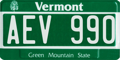 VT license plate AEV990