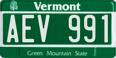VT license plate AEV991