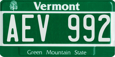 VT license plate AEV992