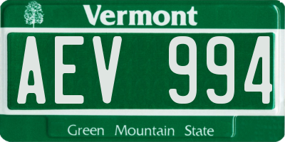 VT license plate AEV994