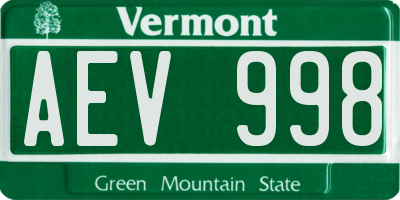 VT license plate AEV998
