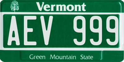 VT license plate AEV999