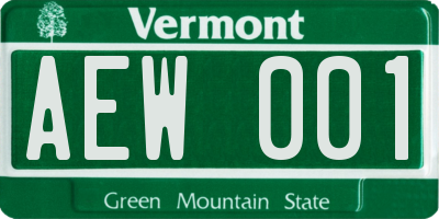 VT license plate AEW001