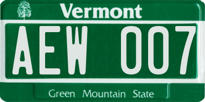 VT license plate AEW007