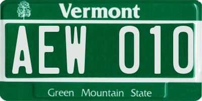VT license plate AEW010