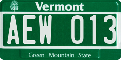 VT license plate AEW013