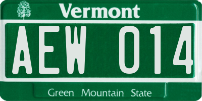 VT license plate AEW014