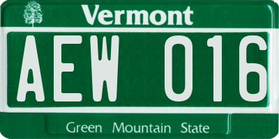 VT license plate AEW016