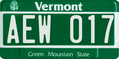 VT license plate AEW017