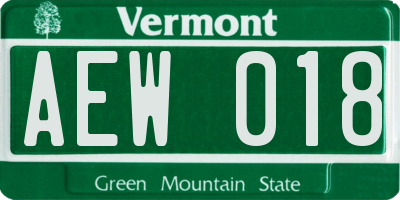 VT license plate AEW018