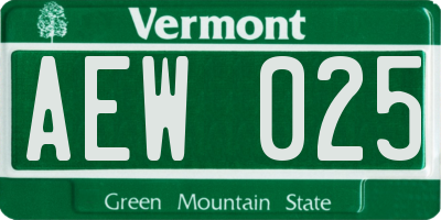 VT license plate AEW025
