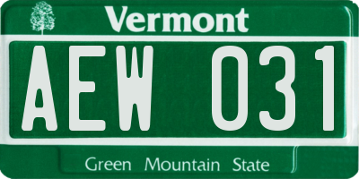 VT license plate AEW031