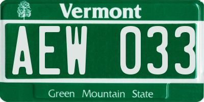 VT license plate AEW033