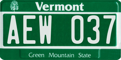 VT license plate AEW037