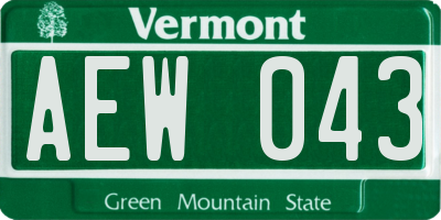 VT license plate AEW043