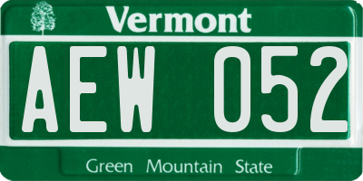 VT license plate AEW052