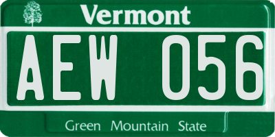 VT license plate AEW056