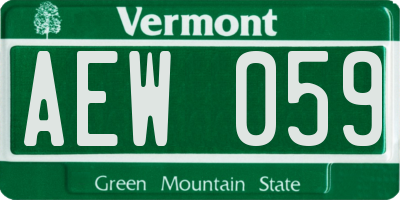 VT license plate AEW059