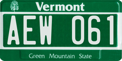 VT license plate AEW061