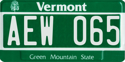 VT license plate AEW065
