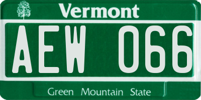 VT license plate AEW066