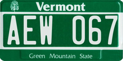 VT license plate AEW067