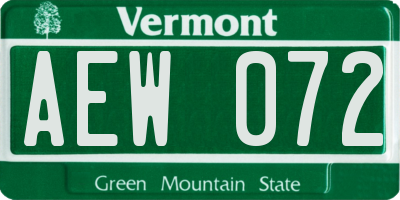VT license plate AEW072