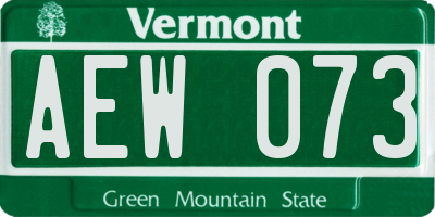 VT license plate AEW073