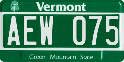 VT license plate AEW075