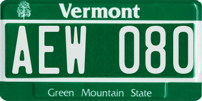 VT license plate AEW080