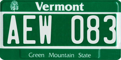 VT license plate AEW083